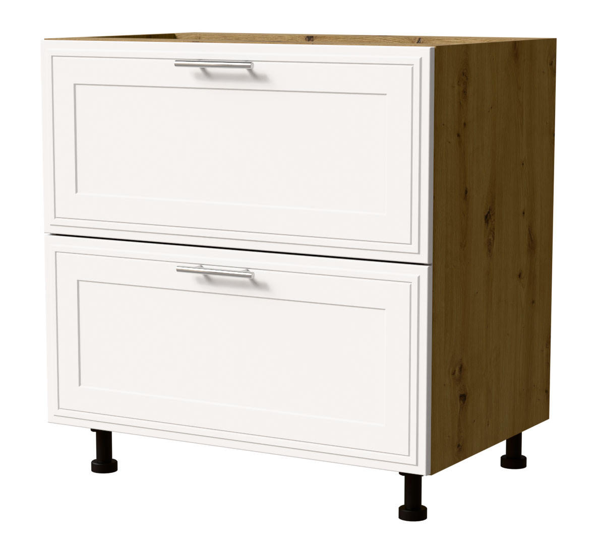 SCHUBLADENUNTERSCHRANK Salo D2/80 Eiche Artisan / Weiß Matt 80 / 50 / 82cm - REJS Vollauszug - Eiche Artisan/Weiß, Holz/Holzwerkstoff (80/82/50cm) - Feldmann-Wohnen