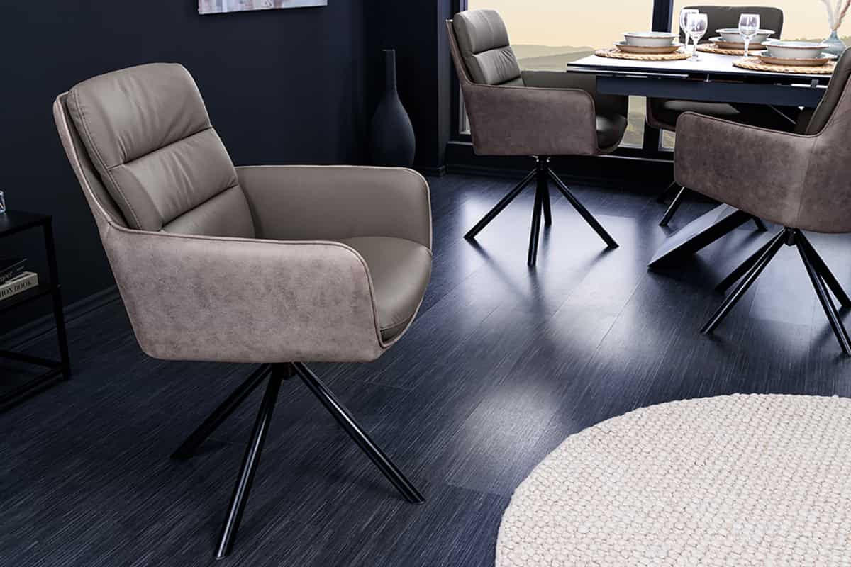 STUHL BIG GEORGE Microfaser Taupe 90 cm - Taupe/Schwarz, Leder/Textil (58/88/66cm) - riess-ambiente