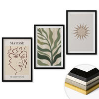 WANDBILDER 3er-Set - 40x60 cm Schwarzer Rahmen - Abstrakte Pflanzenmuster - Schwarz, Kunststoff (40/60cm) - ArtPrintCave