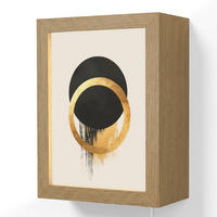 NÁSTĚNNÁ LAMPA Abstraktní design - Černý kruh - Skvrny od barvy 15x20 cm - krémová, kompozitní dřevo (15/20/8cm) - OnlyWow