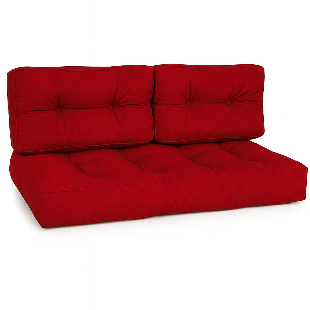 PALETTENKISSEN ECO Style Sitz 120x80x15cm Rot + Rücken (2tlg) - Rot, Textil (80/15/120cm) - Beautissu 