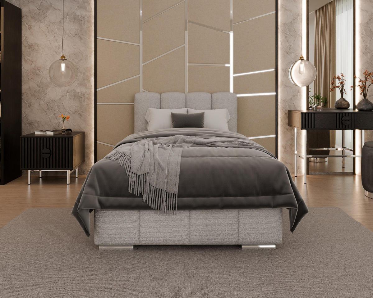 POLSTERBETT Zaira 100x200cm – Elegantes Polsterbett für modernen Wohnstil , ohne matratze, Sandfarben - Sandfarben, Holz (100/200cm) - Homesy