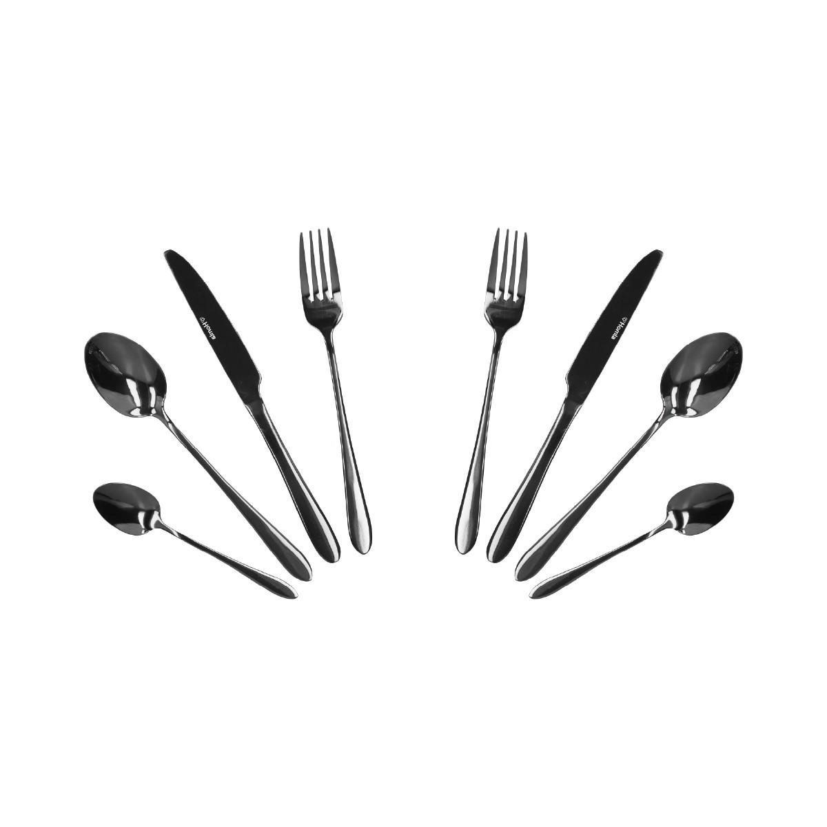 BESTECKSET Abele schwarz 16-tlg. 2er-Set - Schwarz, Metall - Homla