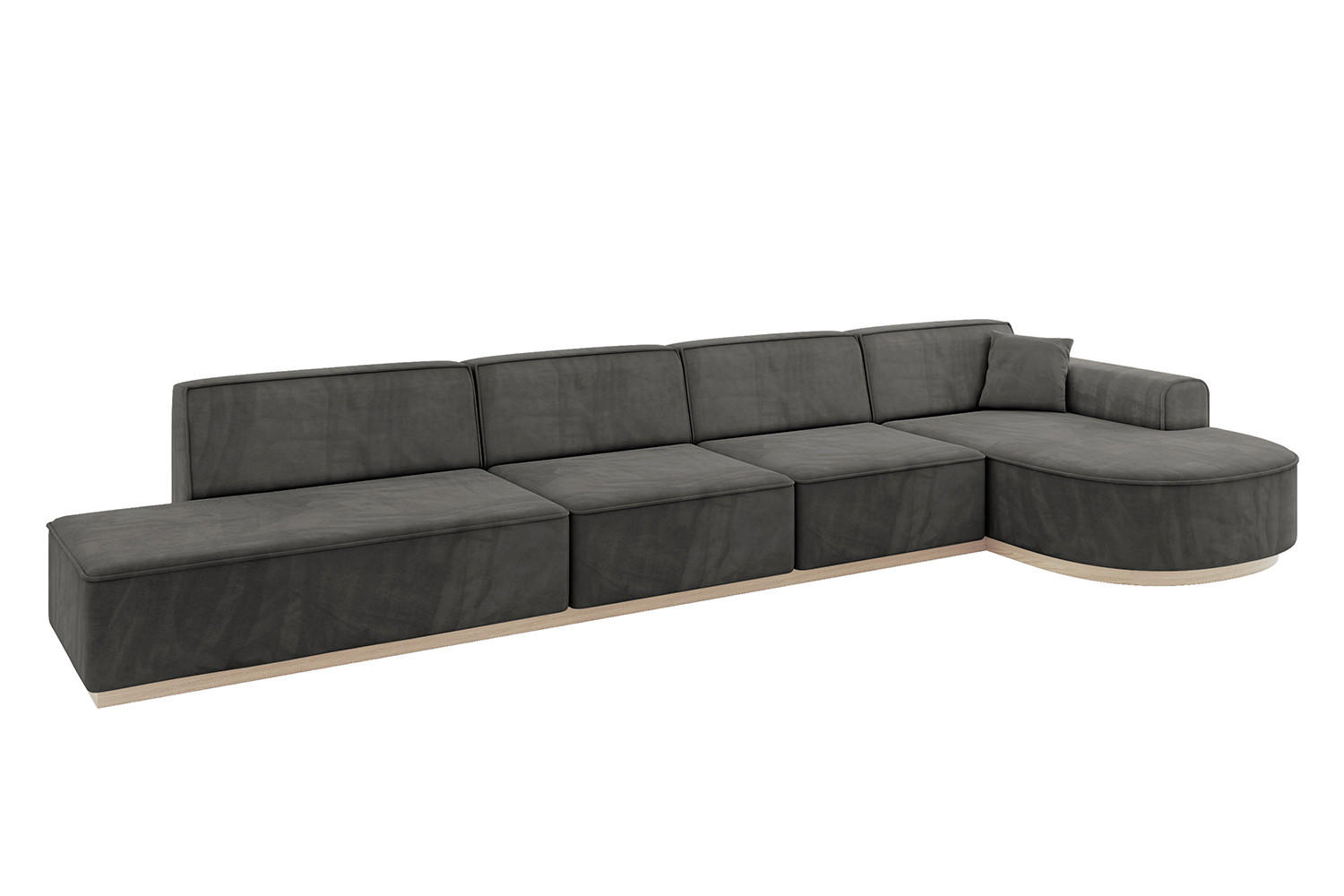 ECKSOFA Ottomane Rechts ARRIO-L3 - 413x171x83 cm Dunkelgrau - Dunkelgrau, Holzwerkstoff/Textil (413/171cm) - ALTDECOR