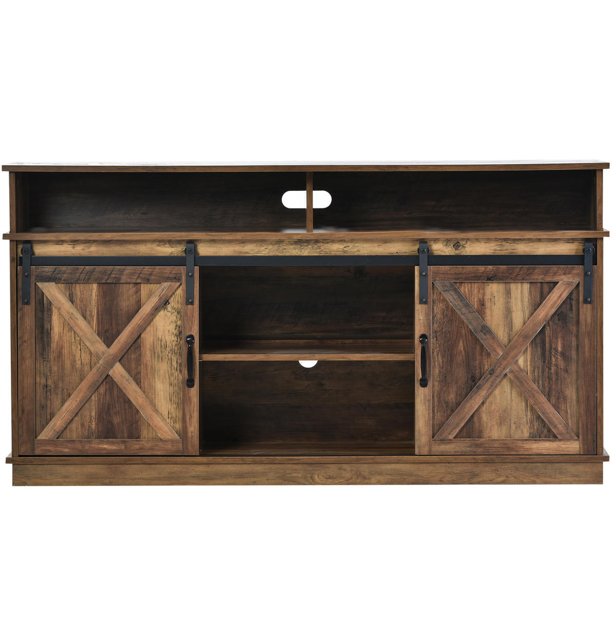 TV-SCHRANK aus Spanplatte 148x40x78 cm Braun mit Schiebetüren, verstellbaren Regalen und viel Stauraum - Rotbraun, Holzwerkstoff (148/78/40cm) - Modfu