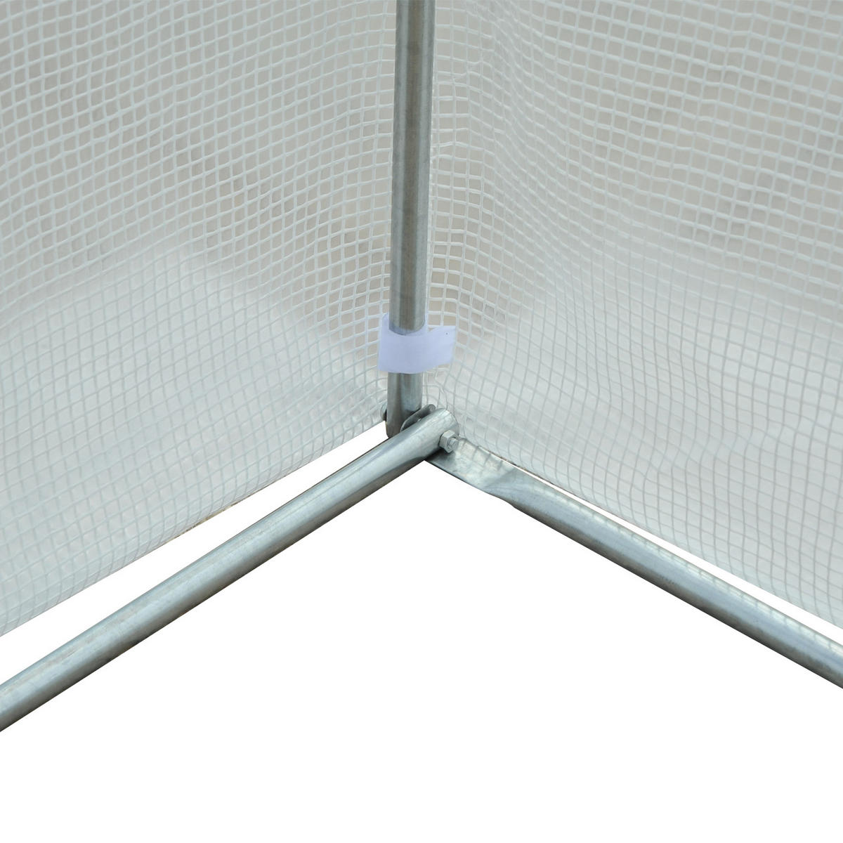 TUNNELGEWÄCHSHAUS DE-05835 mit 6 aufrollbaren Fenstern 445/300/205 cm Weiß - Weiß, Kunststoff/Metall (300/205/445cm) - ComfortXL