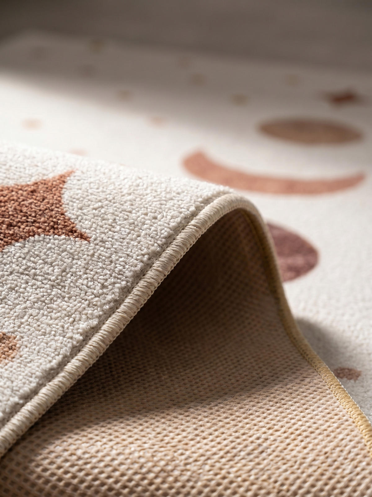 TEPPICH Kurzflor Waschbar TINO in Creme, mit Mondphasen-Motiv, 120 x 170 cm - Beige, Textil (170/120cm) - KADIMA DESIGN