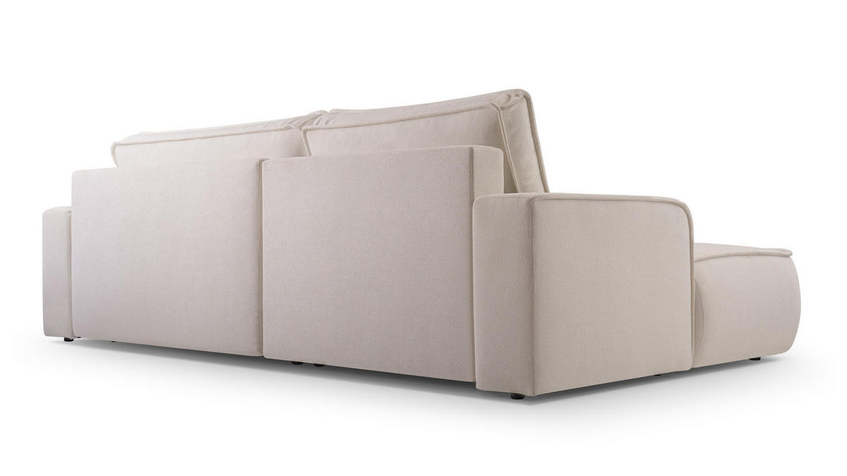 ECKSOFA L Form Ablia Creme 267/168/87 cm mit Schlaffunktion L - Creme/Schwarz, Kunststoff/Textil (168/267cm) - AX Living