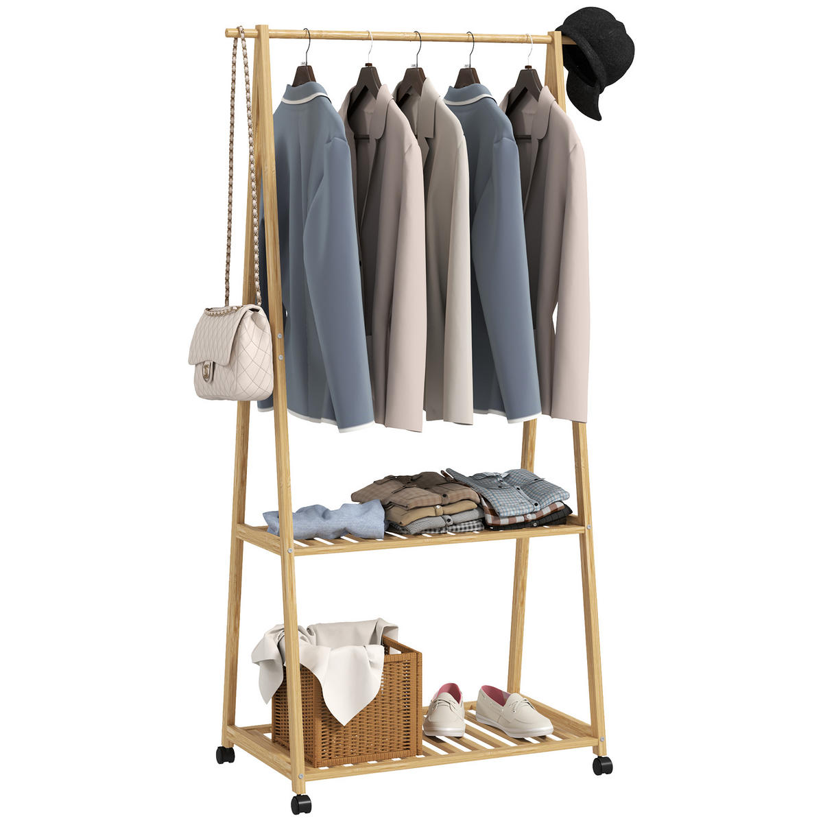KLEIDERSTÄNDER aus Bambus 84,5/43,5/158 cm - Naturfarben, Holz (84.5/158/43.5cm)