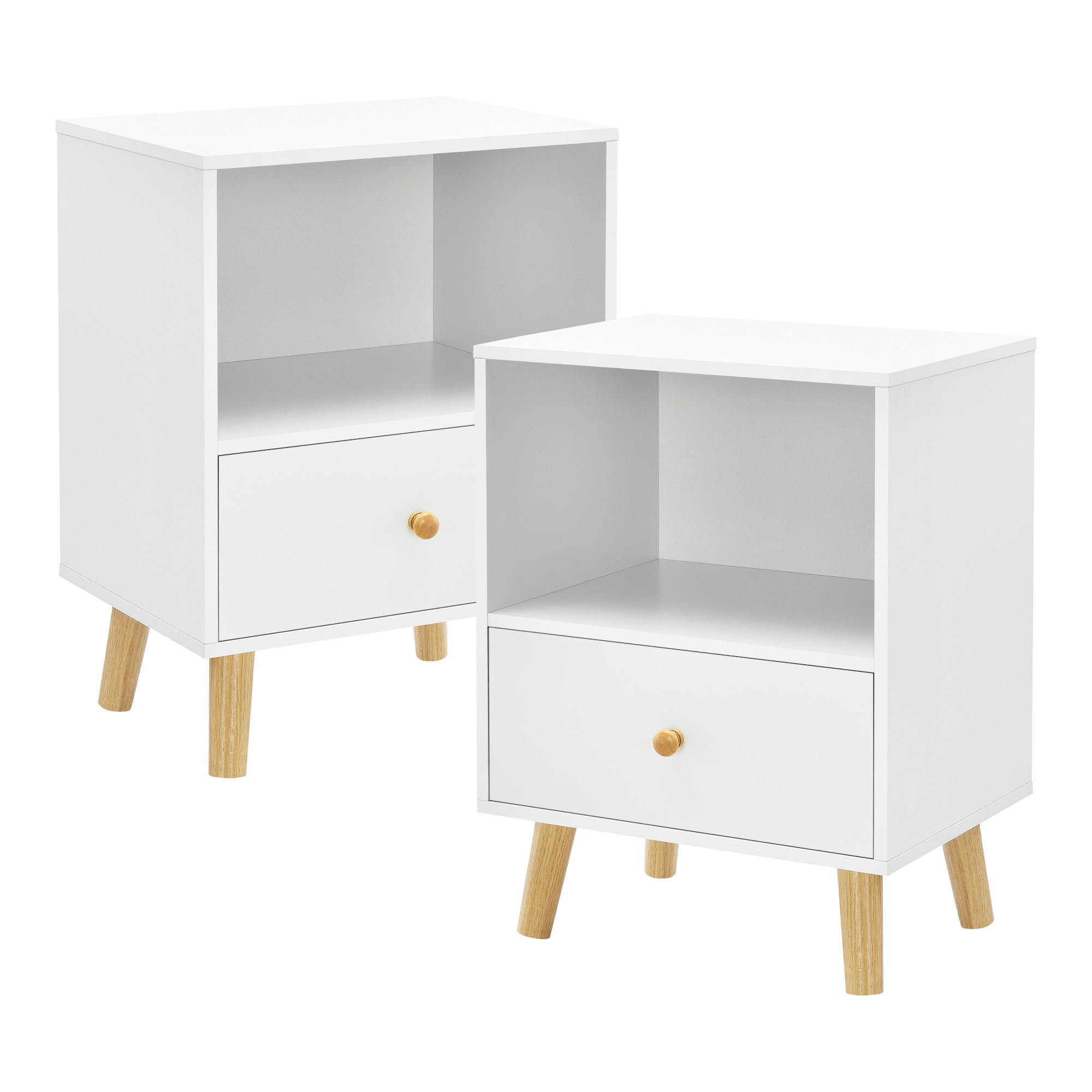 BEISTELLTISCH-SET 2 TLG. Sundsvall - Weiß, Holz/Holzwerkstoff (30/40/54cm) - [en.casa]