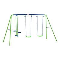 GARTENSCHAUKEL spielplatzschaukel schaukelwippe outdoor Schaukelgerüst mit 2 Schaukeln - Grün, Metall (140/280cm) - Outsunny