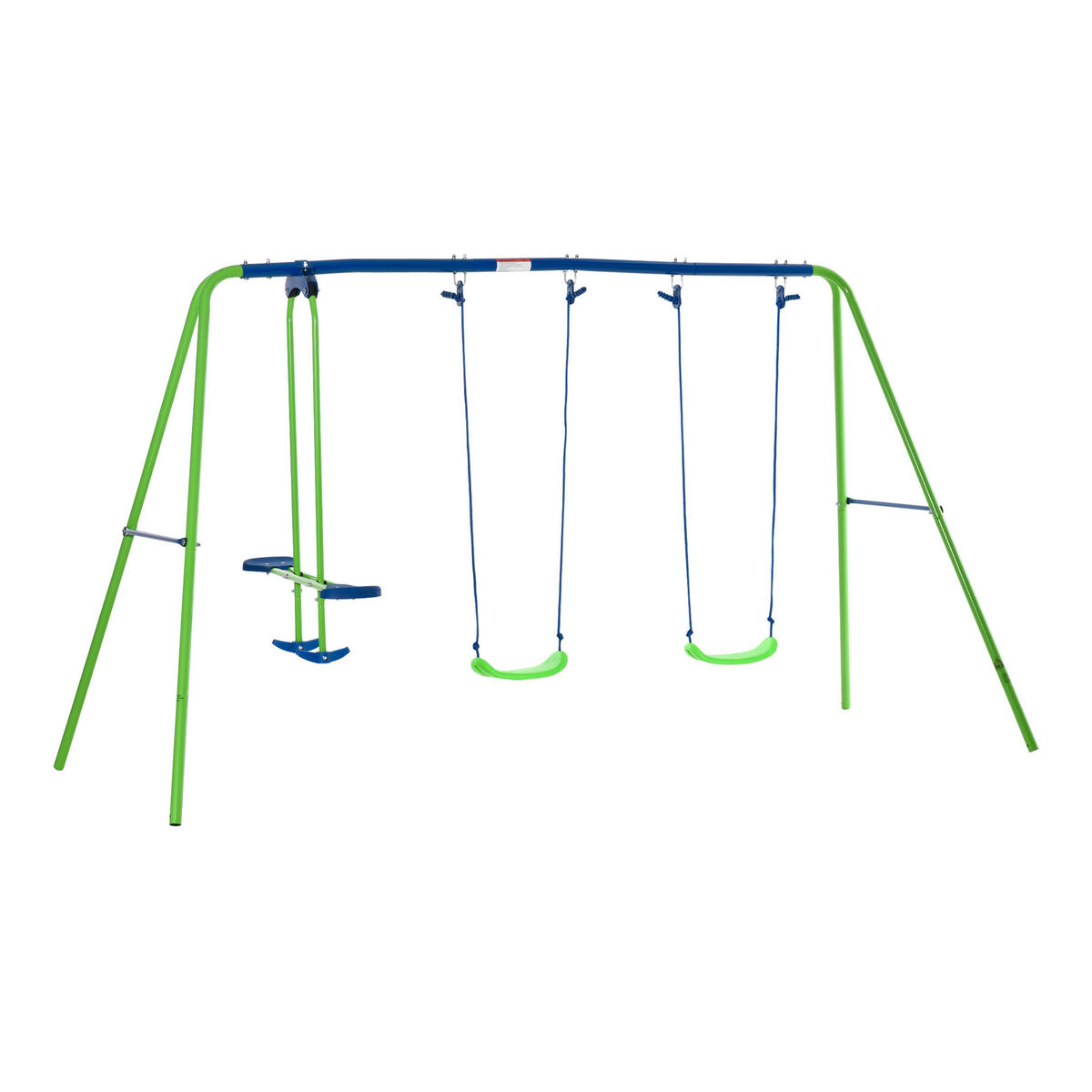 GARTENSCHAUKEL spielplatzschaukel schaukelwippe outdoor Schaukelgerüst mit 2 Schaukeln - Grün, Metall (140/280cm) - Outsunny