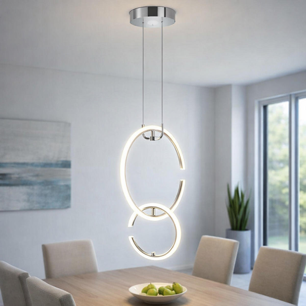 LED HÄNGELEUCHTE Ringe Silber Chrom - Silberfarben, Metall (35/21/230cm) - Wofi
