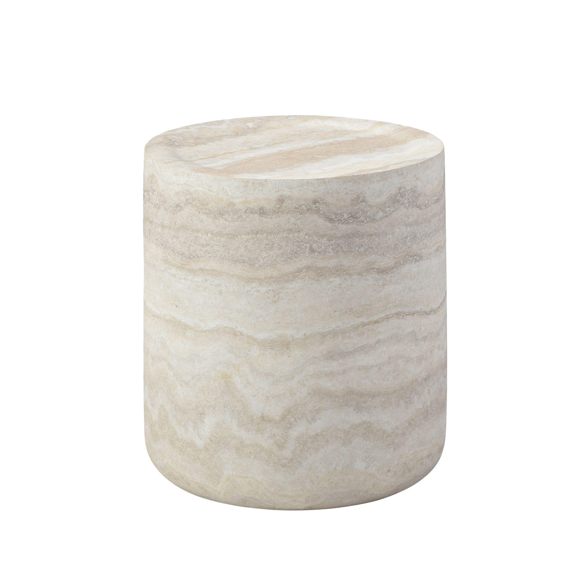 BEISTELLTISCH aus Fiberglas 40x40x45 cm Beige in Travertin-Optik, wasserabweisend und kratzfest - Beige, Glas (40/40/45cm) - Modfu