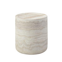 BEISTELLTISCH aus Fiberglas 40x40x45 cm Beige in Travertin-Optik, wasserabweisend und kratzfest - Beige, Glas (40/40/45cm) - Modfu