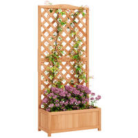HOCHBEET DE-12197 mit Rankgitter 76/36/170 cm mit Lattenboden Braun - Braun, Holz (76/170/36cm) - ComfortXL