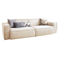 SITZGRUPPE SAMU Beige Webstoff - Beige/Schwarz, Kunststoff/Textil (256/72/106cm) - KAWOLA