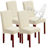 STUHLHUSSE Premium Wasserdicht Stretch Stuhlbezug Beige 4 Stück - Beige, Textil (45/45cm) - Kaket