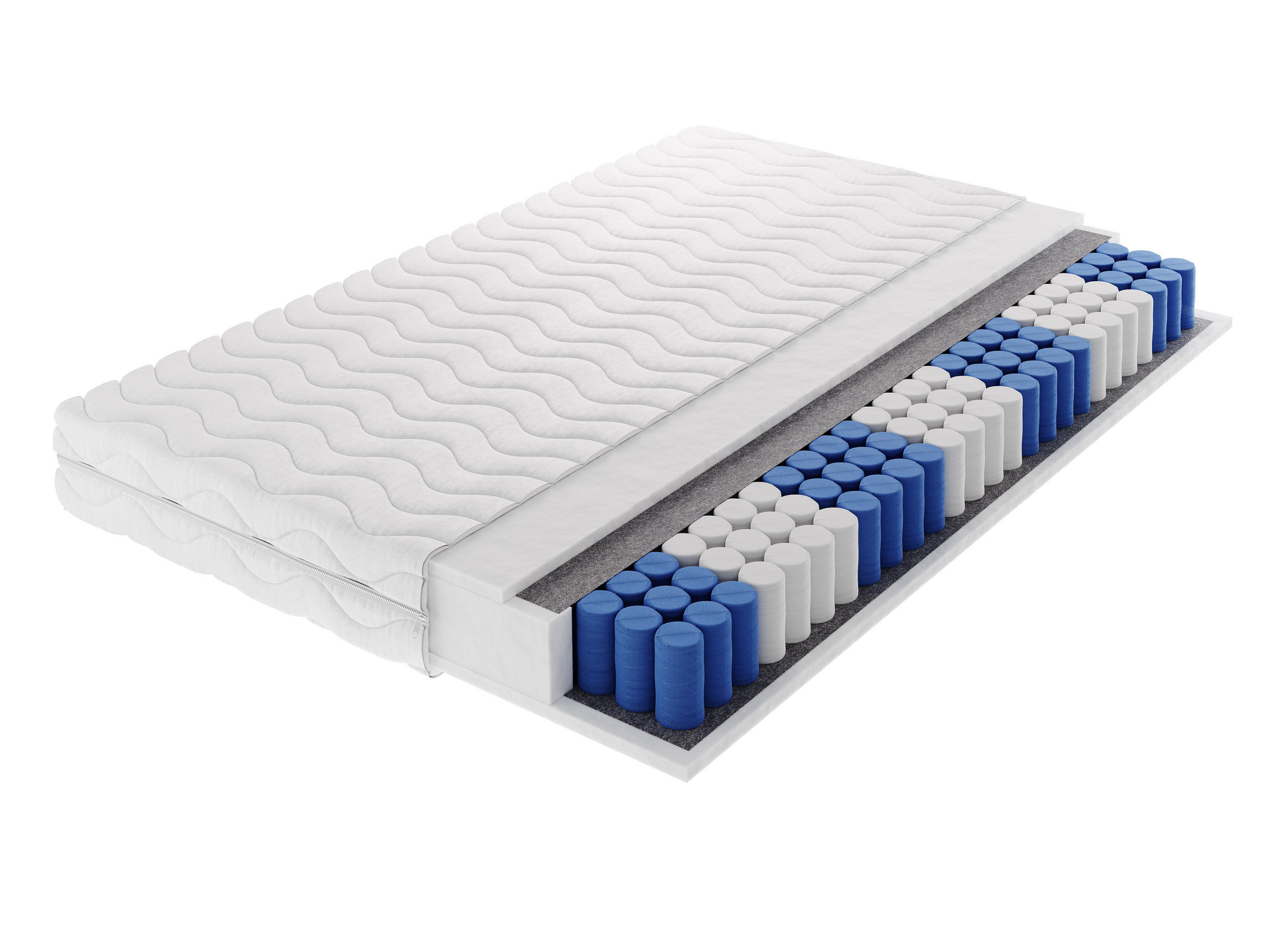 TASCHENFEDERKERNMATRATZE NOCTIVO 90x200, H3, Höhe ca.: 18 cm - Weiß, Textil (90/200cm) - MASSENO