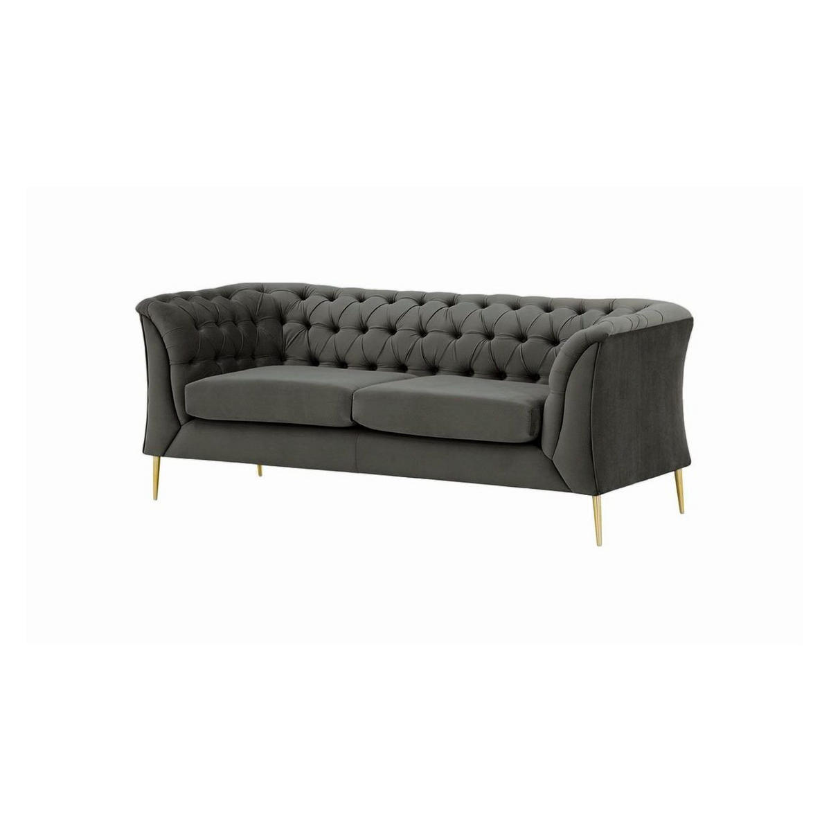 ZWEISITZER-SOFA Chesterfield Modern-Velluto 19 - Dunkelgrau, Holz/Textil (183/74/80cm)