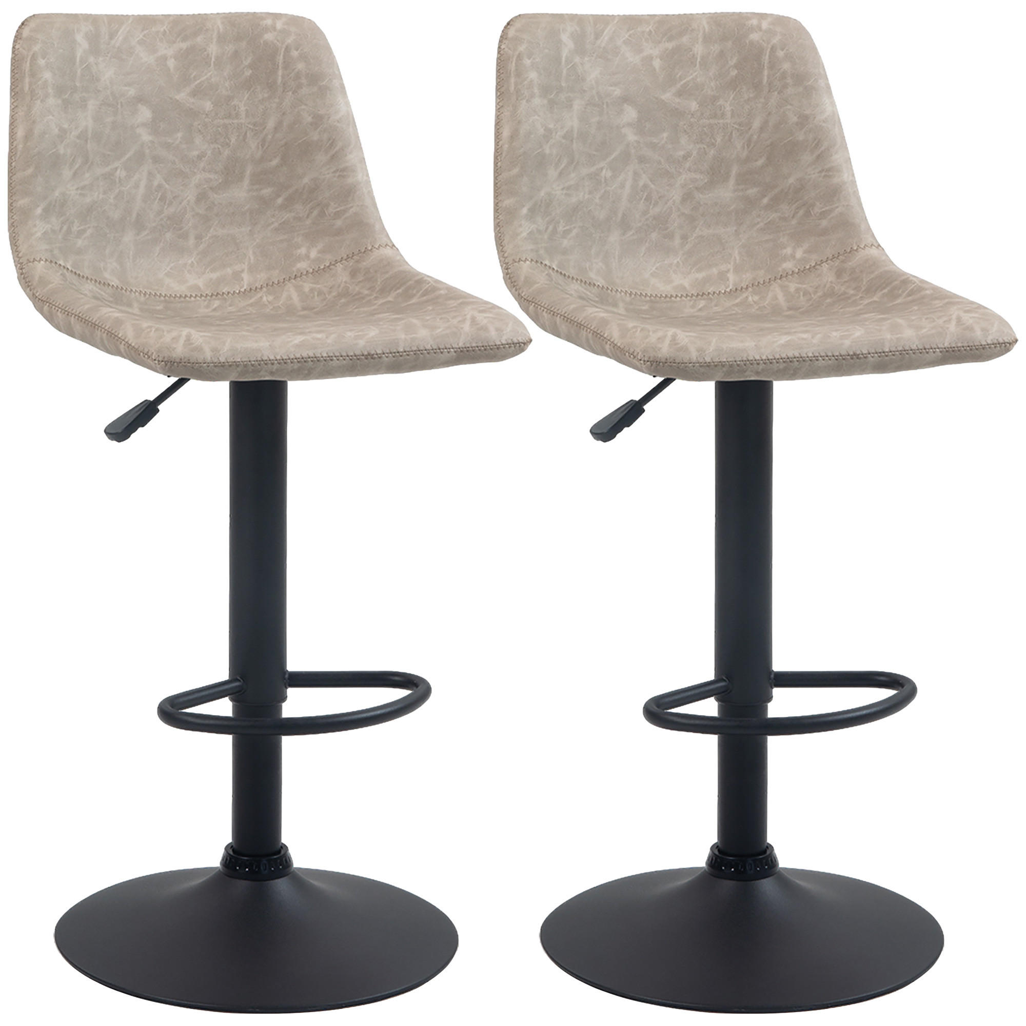 BARHOCKER 2er-Set, Fußstütze, Beige - Beige, Leder (42/111.5/47.5cm) - HOMCOM