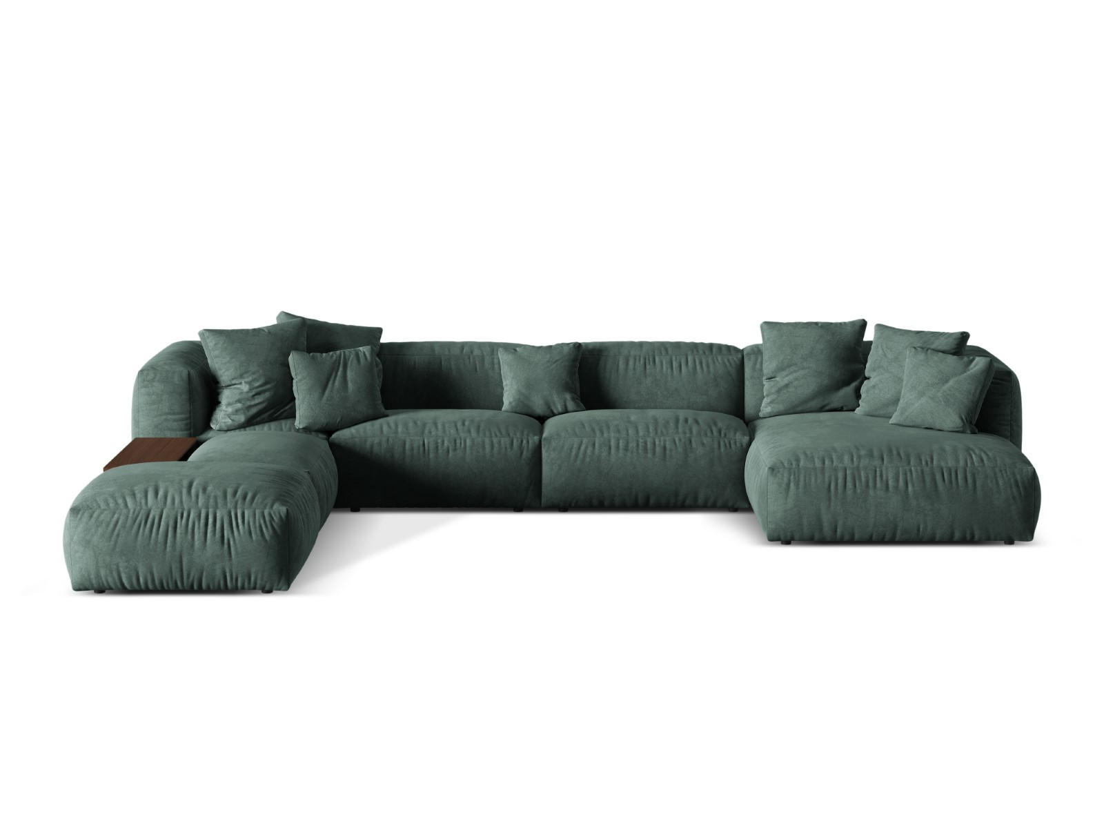 PANORAMASOFA modular links Martina aus Samt petrol 5 Sitzplätze - Salbeigrün, Textil (280/75/406cm) - Micadoni