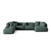 PANORAMASOFA modular links Martina aus Samt petrol 5 Sitzplätze - Salbeigrün, Textil (280/75/406cm) - Micadoni