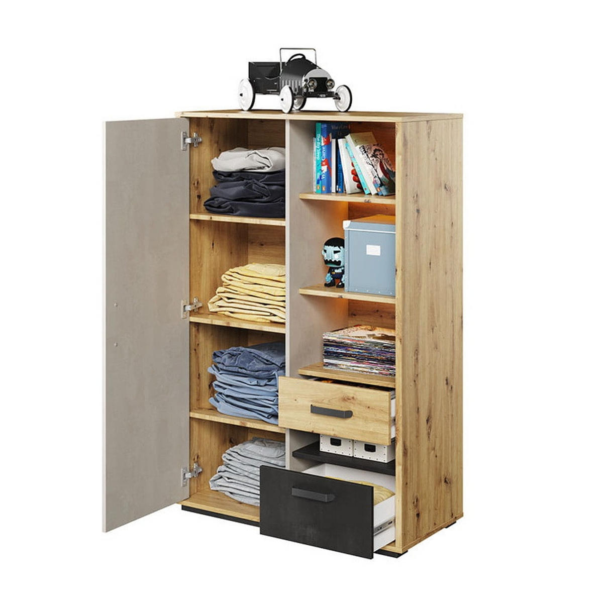 HIGHBOARD Qubic QB-05 - Eiche Artisan, Holzwerkstoff (90/138/42cm) - Meblini