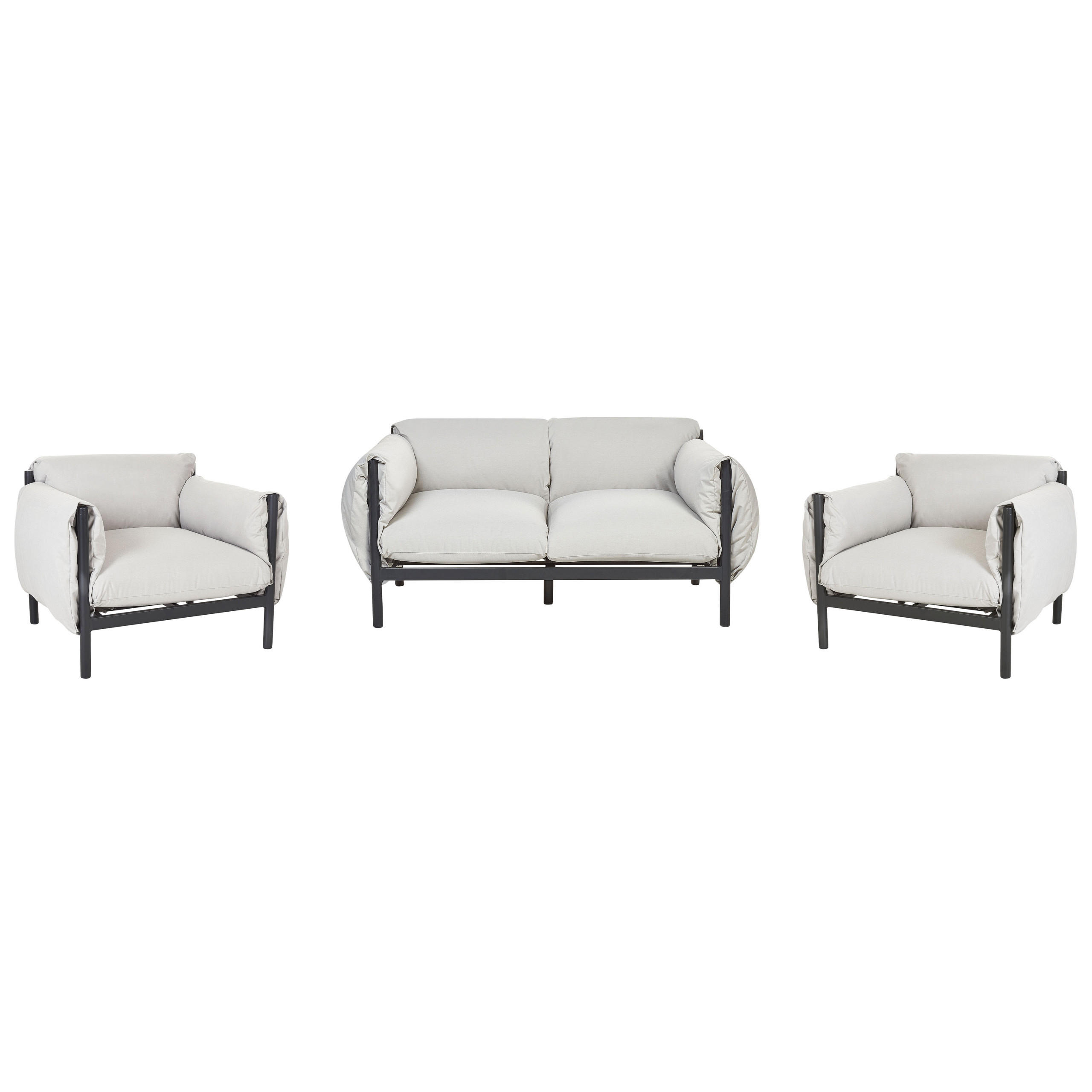 4-SITZER LOUNGE SET Aluminium hellgrau/schwarz Esperia - Hellgrau/Schwarz, Metall - Beliani
