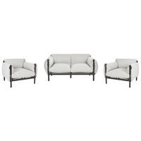 4-SITZER LOUNGE SET Aluminium hellgrau/schwarz Esperia - Hellgrau/Schwarz, Metall - Beliani