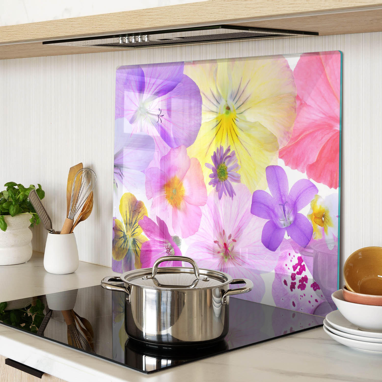 GLASPLATTE 60x52 cm Stiefmütterchen - Multicolor, Glas (60/0.4/52cm) - TULUP