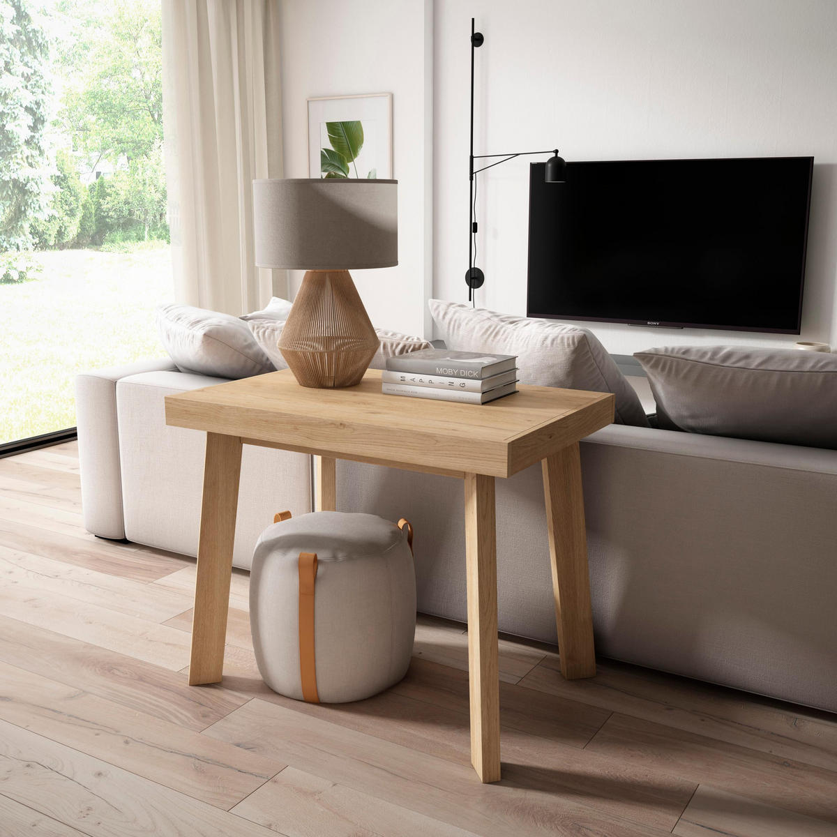KONSOLENTISCH ausziehbar 58 bis 140cm, für 6 Gäste, eiche, 90/58/73cm - Eichefarben, Holzwerkstoff (90/140/73cm) - Skraut Home