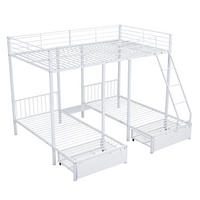 ETAGENBETT 140/200 cm & 2x 90/200 cm aus Metall mit Schubladen, teilbar, Weiß - Weiß, Metall (140/200cm) - Flora Grace
