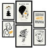 POSTER Set Mit 6 In Schwarzer Tinte Natürlich Künstlerische Und Abstrakte Drucke Für Innenarchitektur A3 & A4 Schwarzer Rahmen - Schwarz, Papier (29/3cm) - Nacnic