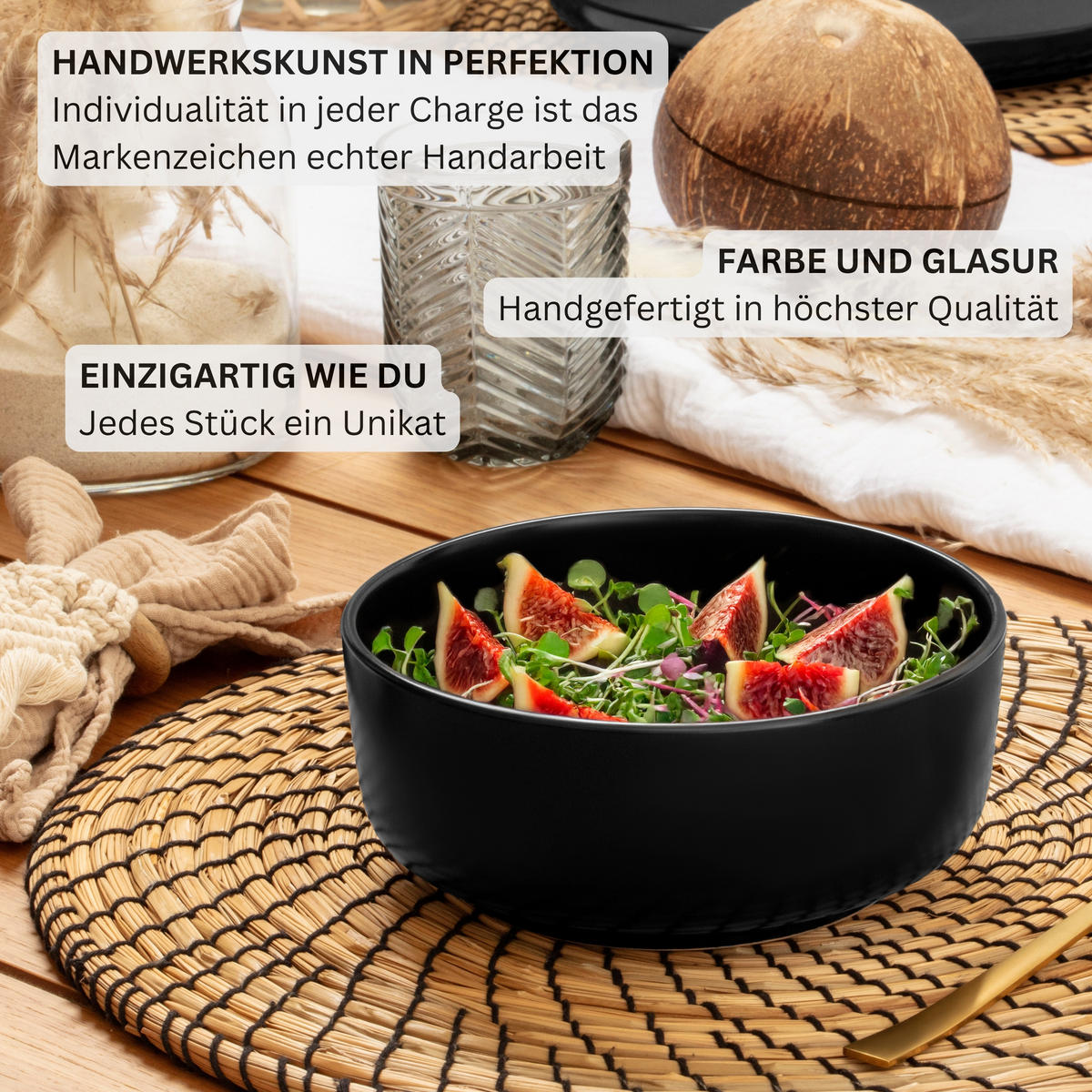 TAFELSERVICE MADEIRA- 18 teilig aus Steingut - Schwarz, Keramik (27/6/27cm) - Sänger