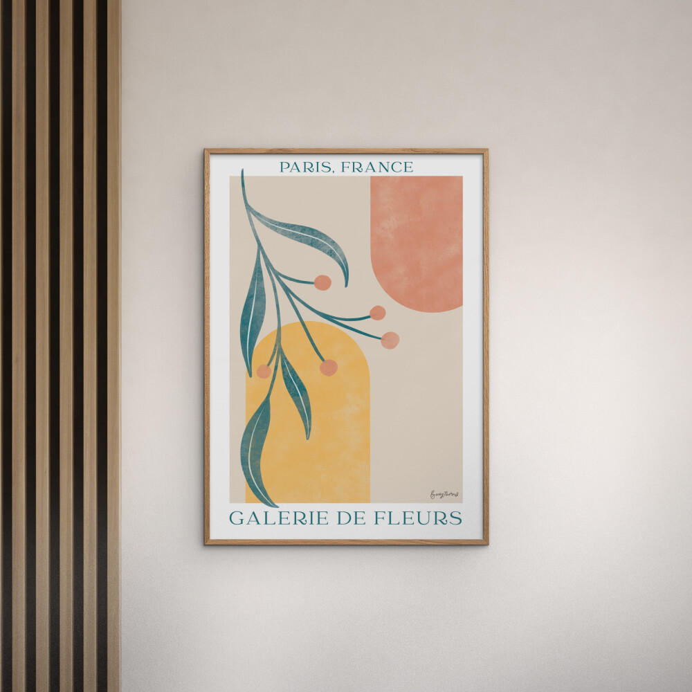 POSTER mit Rahmen Wild Apple - Botanical Poster III - Eichefarben/Multicolor, Holz/Papier (70/100cm) - Poster&Frame