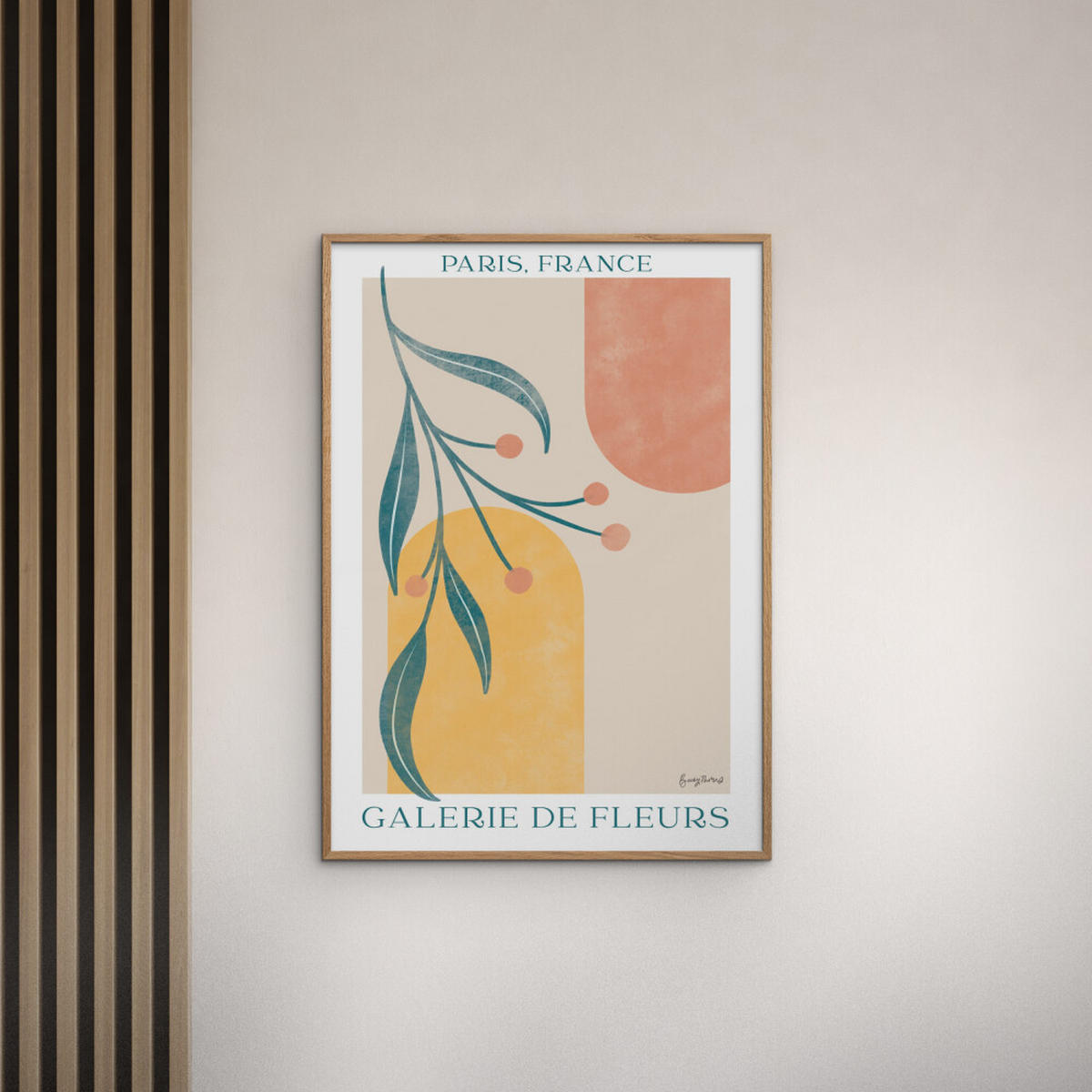 POSTER mit Rahmen Wild Apple - Botanical Poster III - Eichefarben/Multicolor, Holz/Papier (70/100cm) - Poster&Frame