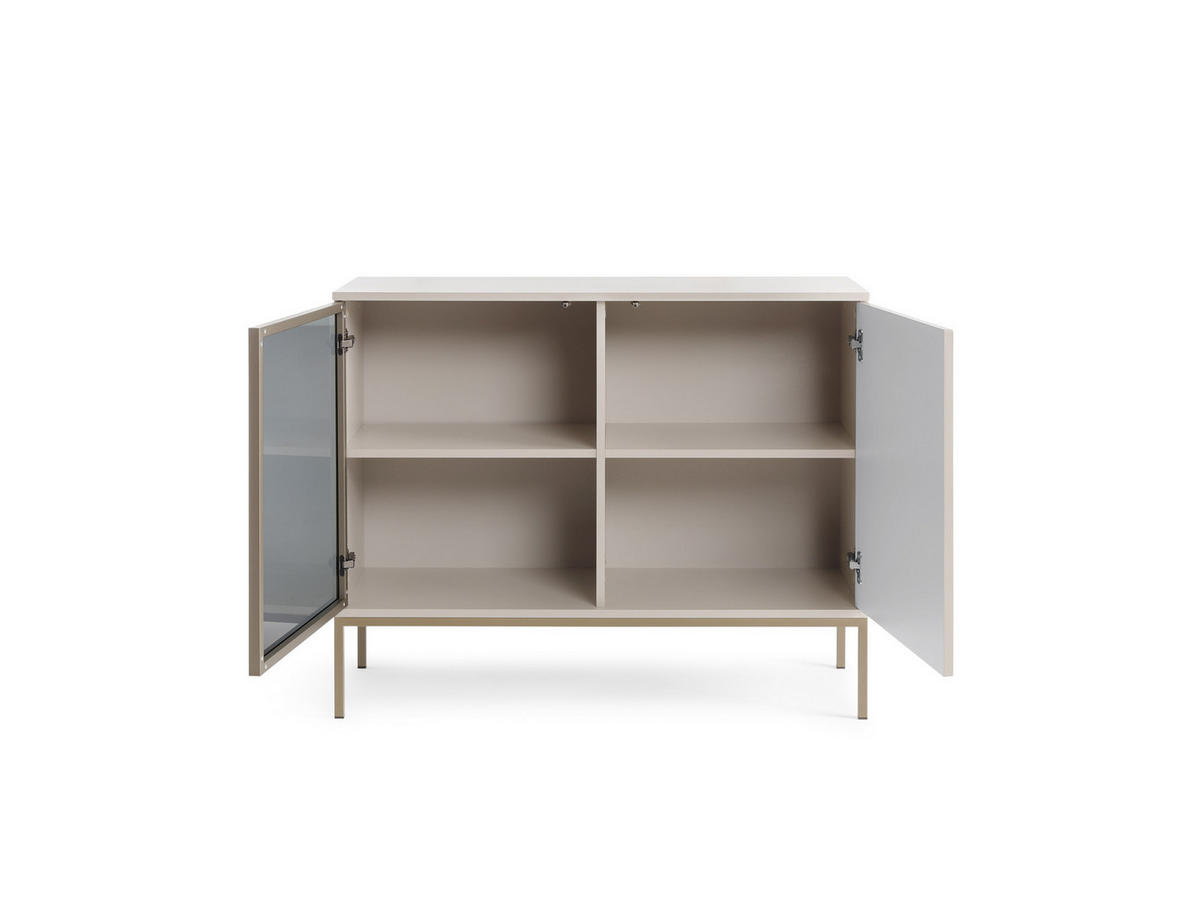MODERNE schmale Kommode mit geriffelter Front, 104×83×39 cm, Kaschmir / Gold - Beige, Holzwerkstoff (104/83/39cm) - 3XE LIVING