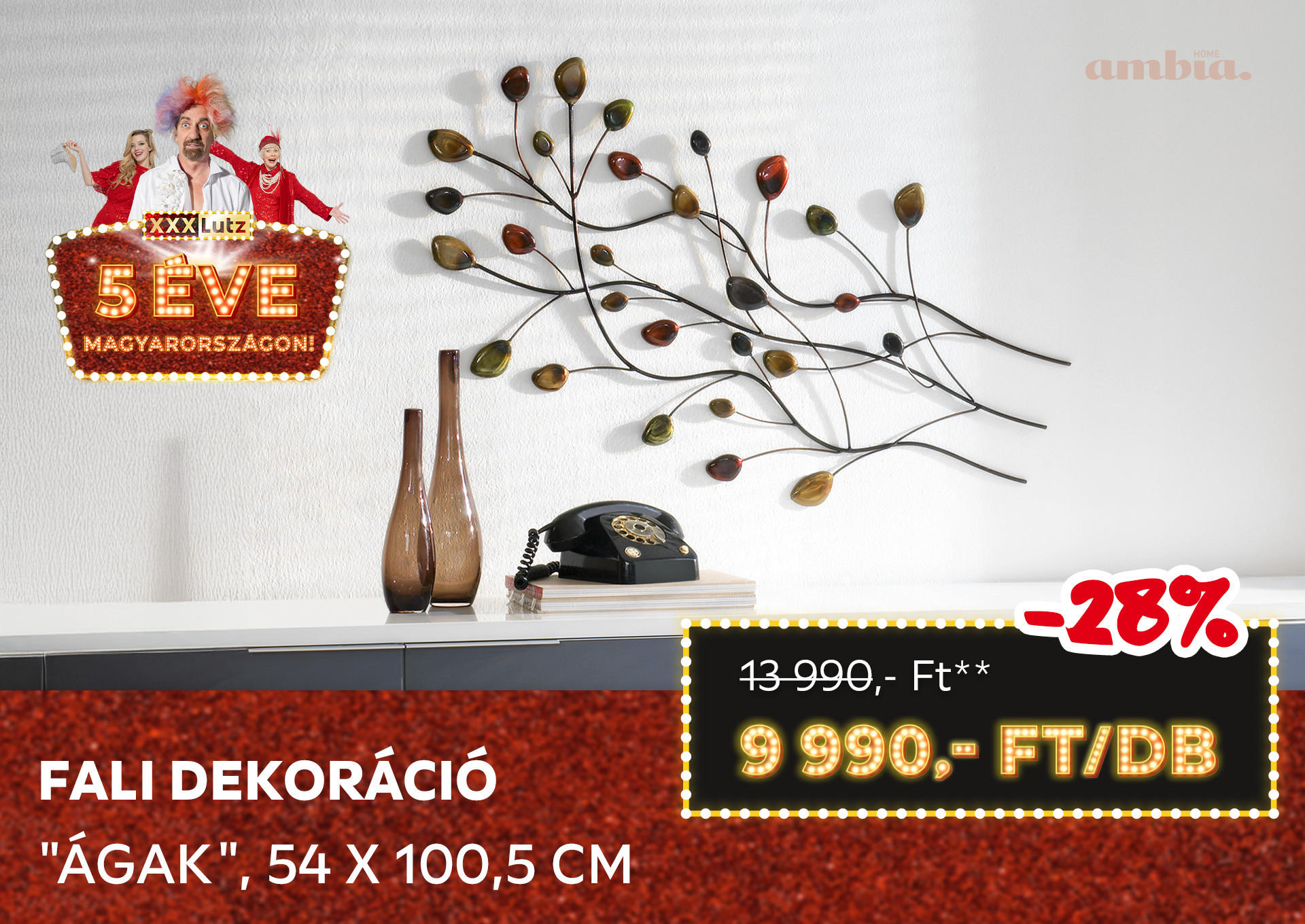 Fali dekoráció "Ágak", 54 x 100,5 cm Kiemelt termék 13990 Ft.- helyett 9990 Ft.-