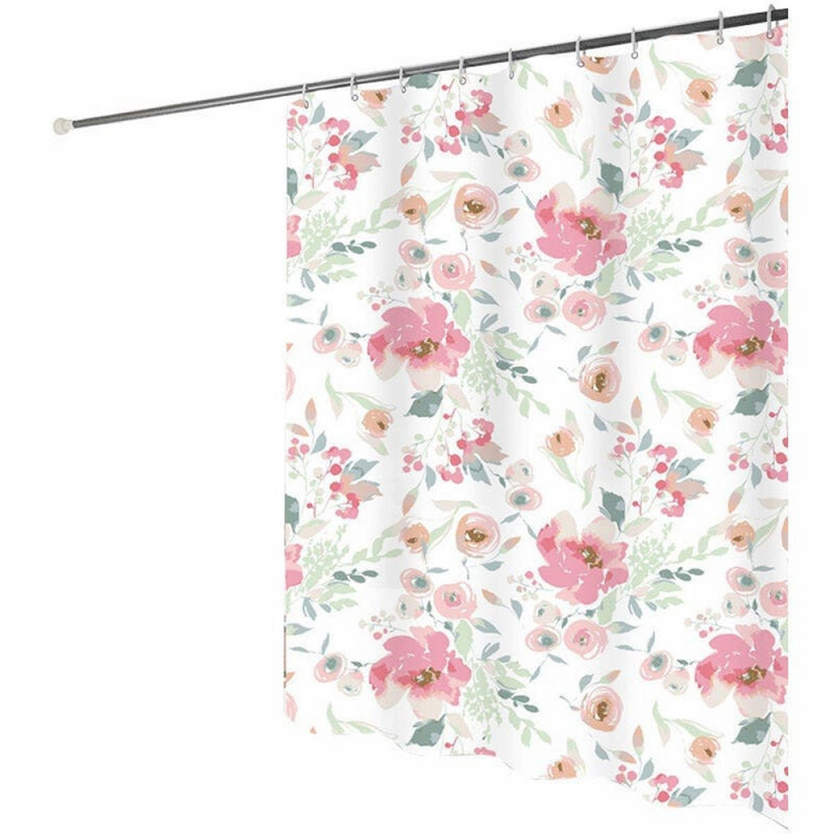 DUSCHVORHANG Rosa Polyester schnell trocknend wasserdicht maschinenwaschbar mit Haken Badezimmer - Pink, Textil (120/180cm) - MCBOSON