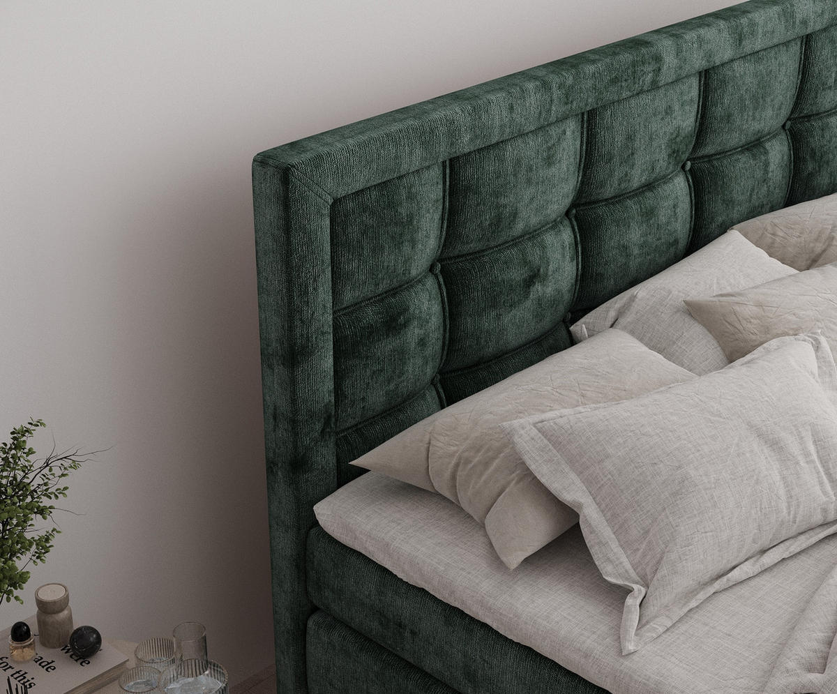 BOXSPRINGBETT Ambrosia Grün 180/200 cm - Schwarz/Grün, Holz/Holzwerkstoff (180/200cm) - Maison de Reve