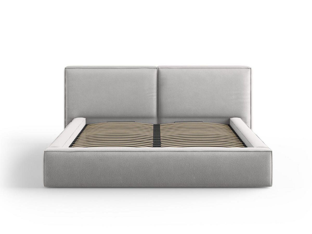 BETT mit Bettkasten und Kopfteil Jodie aus strukturiertem Stoff hellgrau 180x200cm - Hellgrau, Textil (180/200cm) - Micadoni