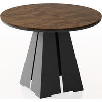 ESSTISCH Kova runder ausziehbarer, Lefkas Eiche 120-200/120/76 cm - Alteiche/Schwarz, Holzwerkstoff/Metall (120/120/76cm) - WFL GROUP