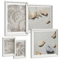 BILDER SET 5er Set - 50x50 cm & 20x30 cm & 40x60 cm Weißer Rahmen - Moderne abstrakte Formen - Weiß, Kunststoff (40/60cm) - TULUP