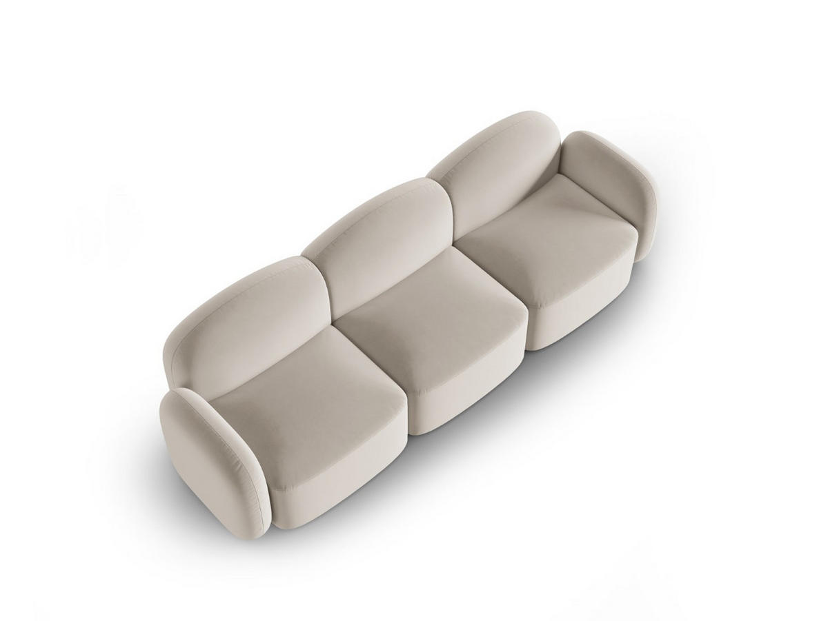 SOFA Blair aus Samt leichtes beige 3 Sitzplätze - Creme, Textil (87/80/272cm) - Micadoni