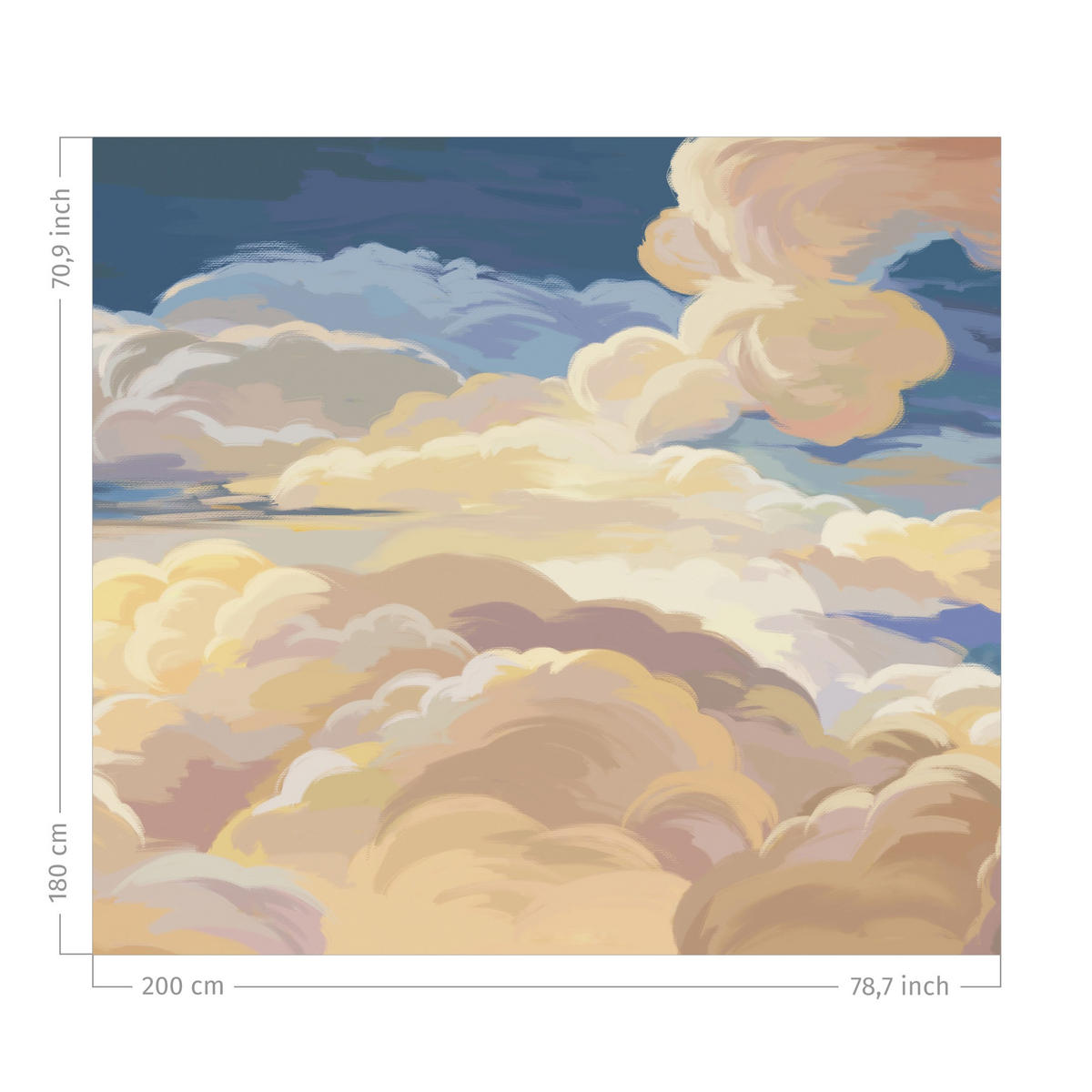 DUSCHVORHANG Handgemaltes Wolkenmeer in Pastell 200/180 cm - Beige, Textil (200/180cm) - Bilderwelten
