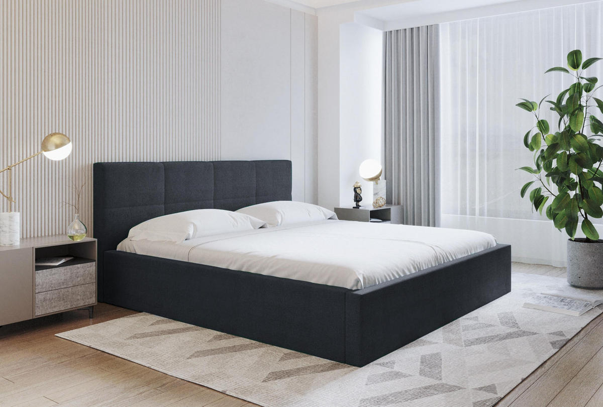 POLSTERBETT Monor 160/200 cm in Grau – mit Bettkasten und viel Komfort - Schwarz/Grau, Holz/Holzwerkstoff (160/200cm) - AX Living