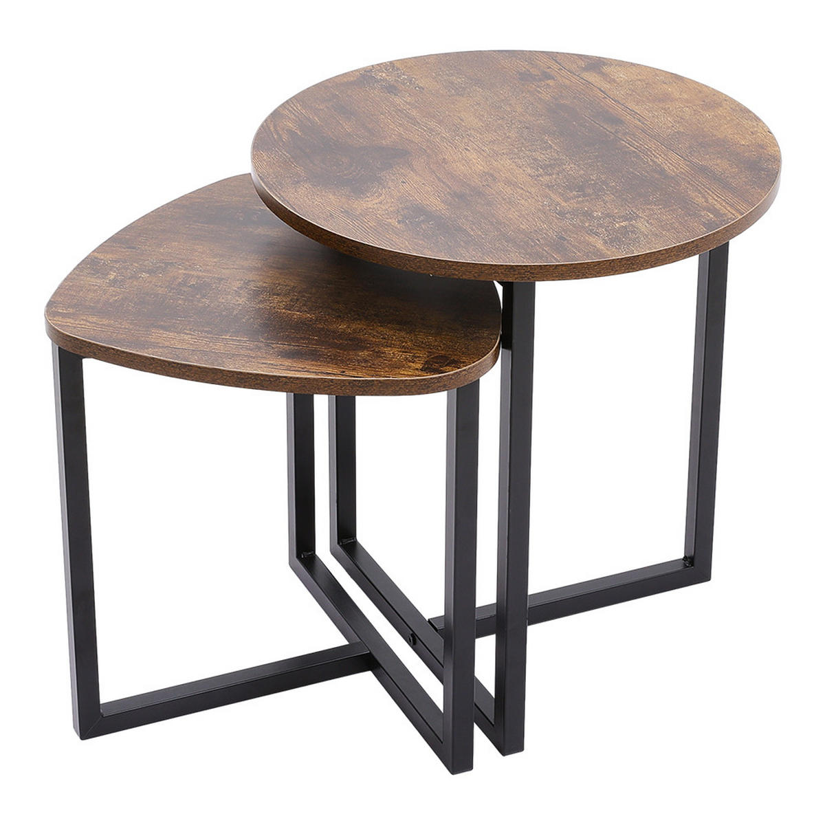 BEISTELLTISCH-SET 2-TLG. Kaffeetisch Braun Schwarz MDF Metall - Schwarz/Braun, Holzwerkstoff/Metall (45/87/48cm) - Livingandhome