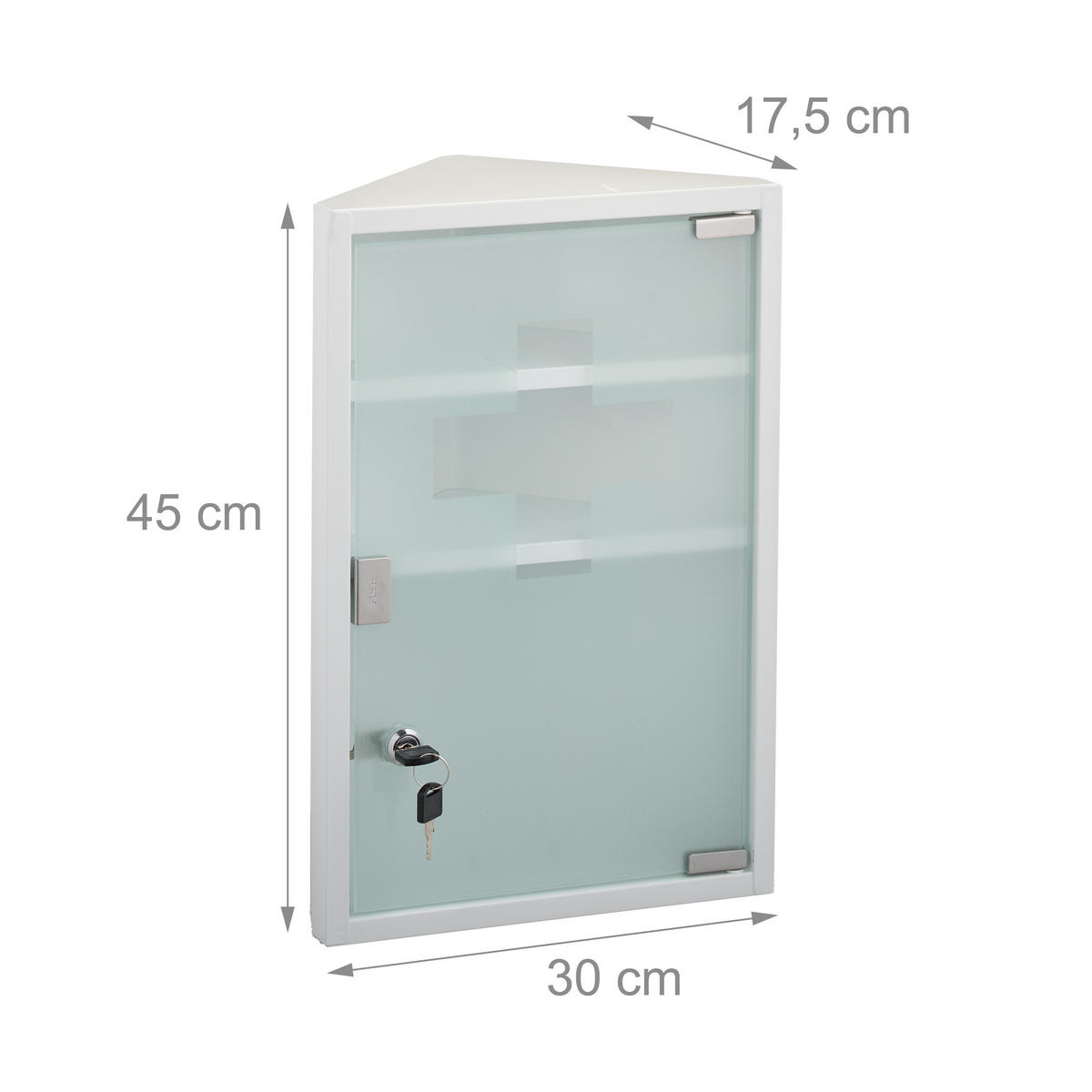MEDIZINSCHRANK - Weiß, Glas/Metall (30/45/17.5cm) - Relaxdays