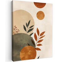 LEINWANDBILD Formen - Rund - Blätter - Beige 60x80 cm - Rostfarben, Textil (60/80cm) - MuchoWow